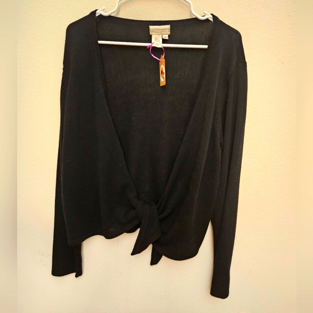 Coldwater Creek Black Cardigan Tie Wrap M